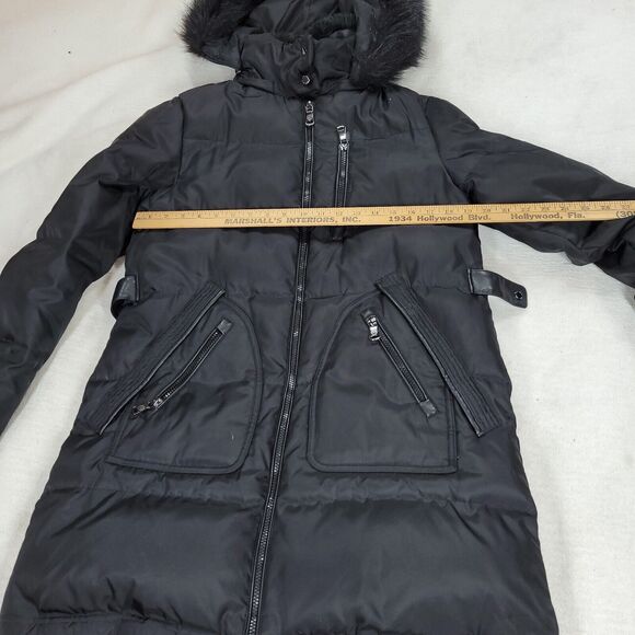 Vince Camuto Puffer Coat Womens Size Medium Black Faux Fur Goose Down Winter - Picture 5 of 16